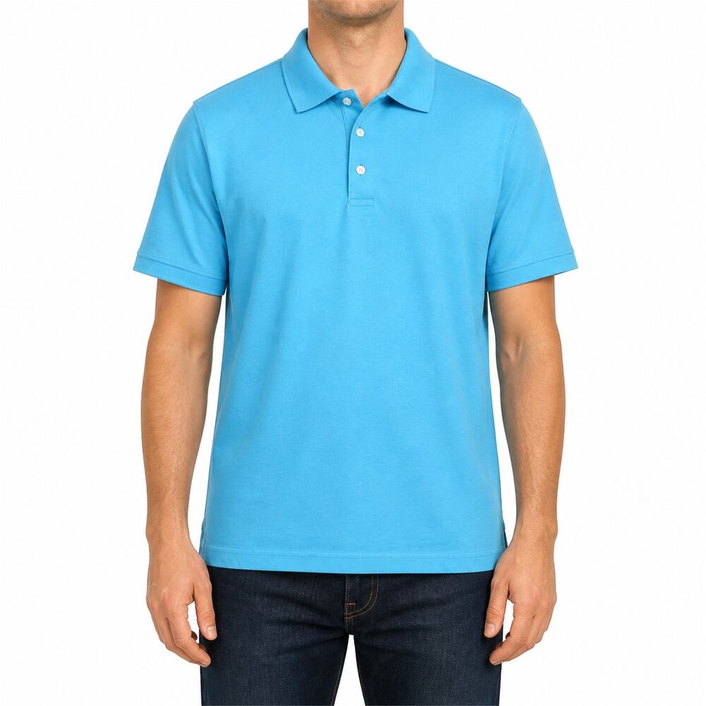 The Foundry Polo Shirt Mens Large Tall Blue Short Sleeve Casual Classic Cotton